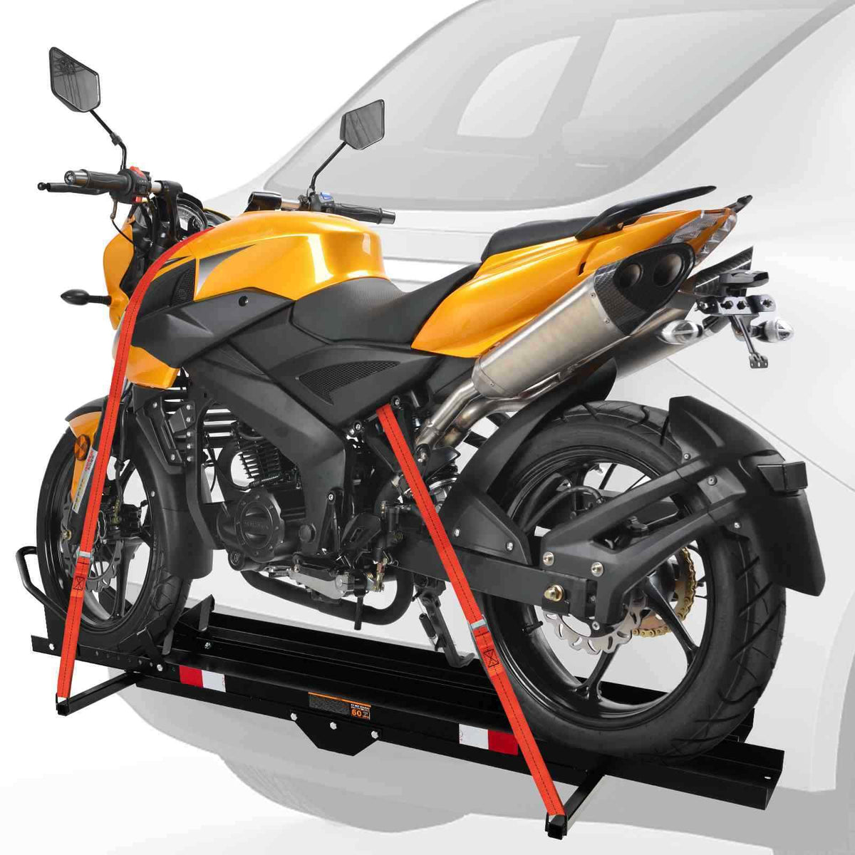 270kg Capacity Hitch-Mounted Motorcycle Carrier, Heavy Duty Steel, Truck SUV Car