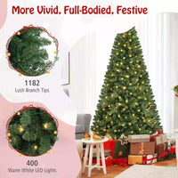 1.8/2.1/2.4M Pre-Lit Christmas Tree Artificial Xmas Decor w/8 Lighting Modes