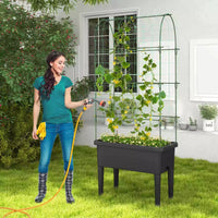 Self-watering Raised Garden Bed Elevated Planter w/Climbing Trellis Herbs Fruits