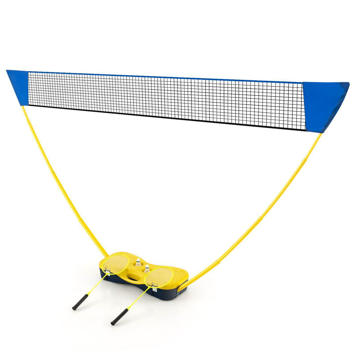 Portable Badminton Net Set with Storage Base, All-In-One Badminton Set