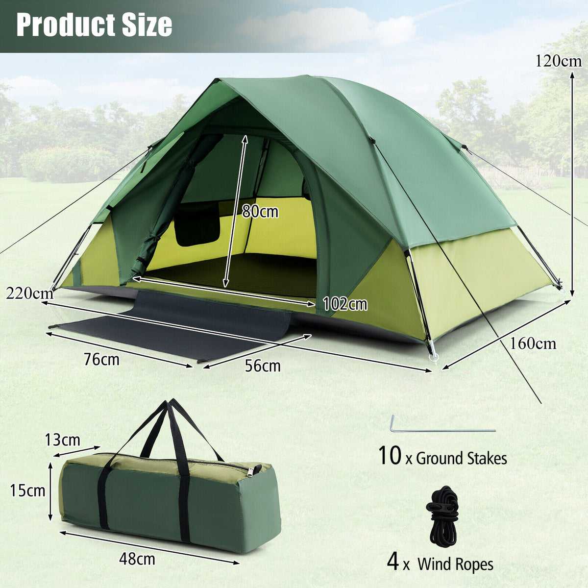 2 Person Camping Tent Waterproof Shelter Portable Outdoor Hiking Backpacking