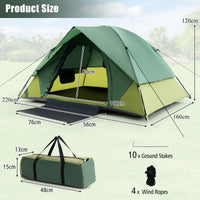 2 Person Camping Tent Waterproof Shelter Portable Outdoor Hiking Backpacking