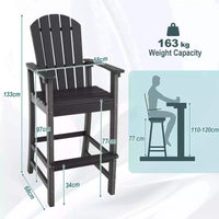 Outdoor Tall Adirondack Chair 77cm Seat Height HDPE Bar Height Bar Stool Balcony