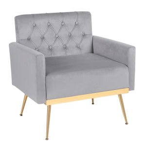 Modern Velvet Accent Armchair Upholstered w/Button Tufted Back Single Sofa Chair