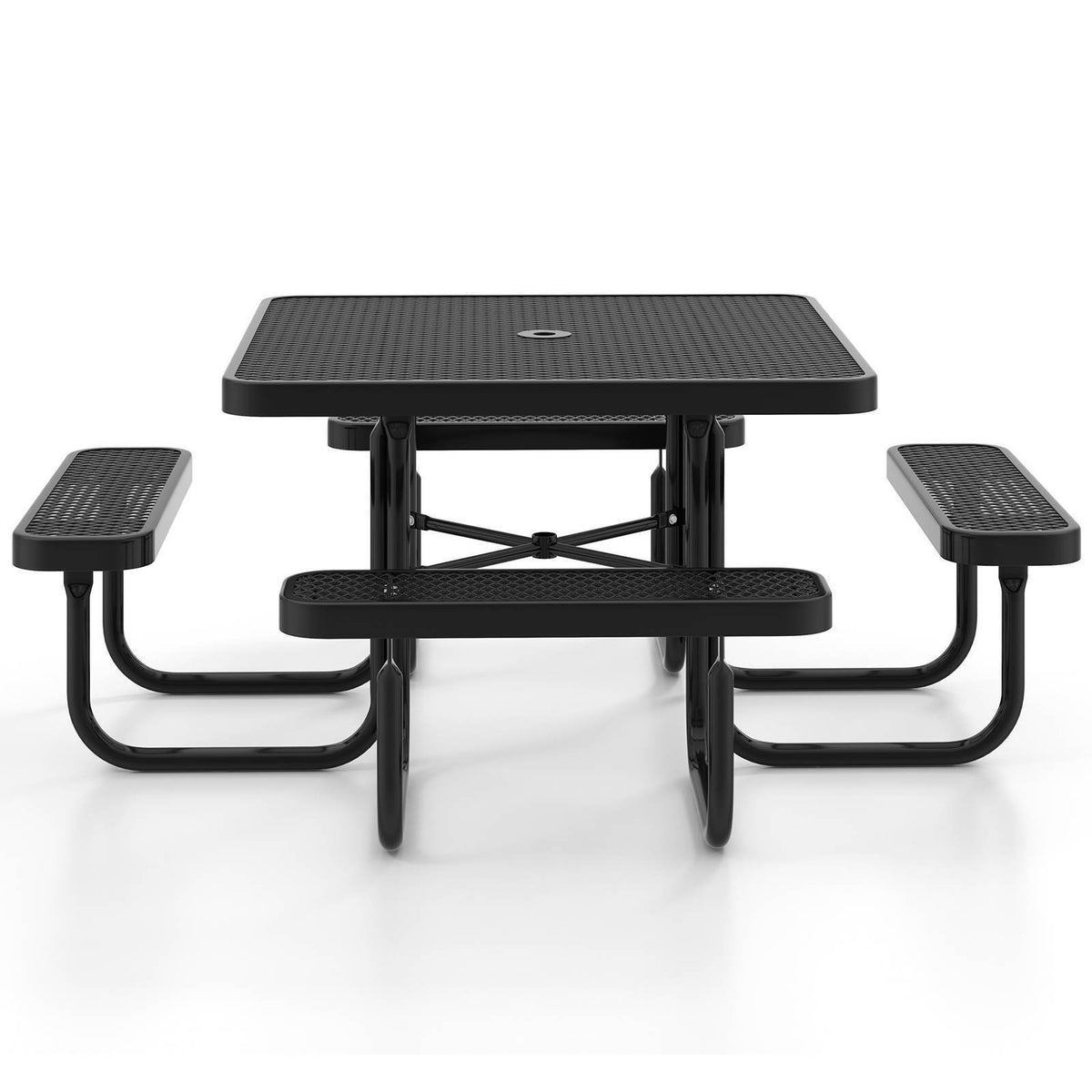 Heavy Duty Square Picnic Table & Bench for 8, 116cm Commercial Table for Garden