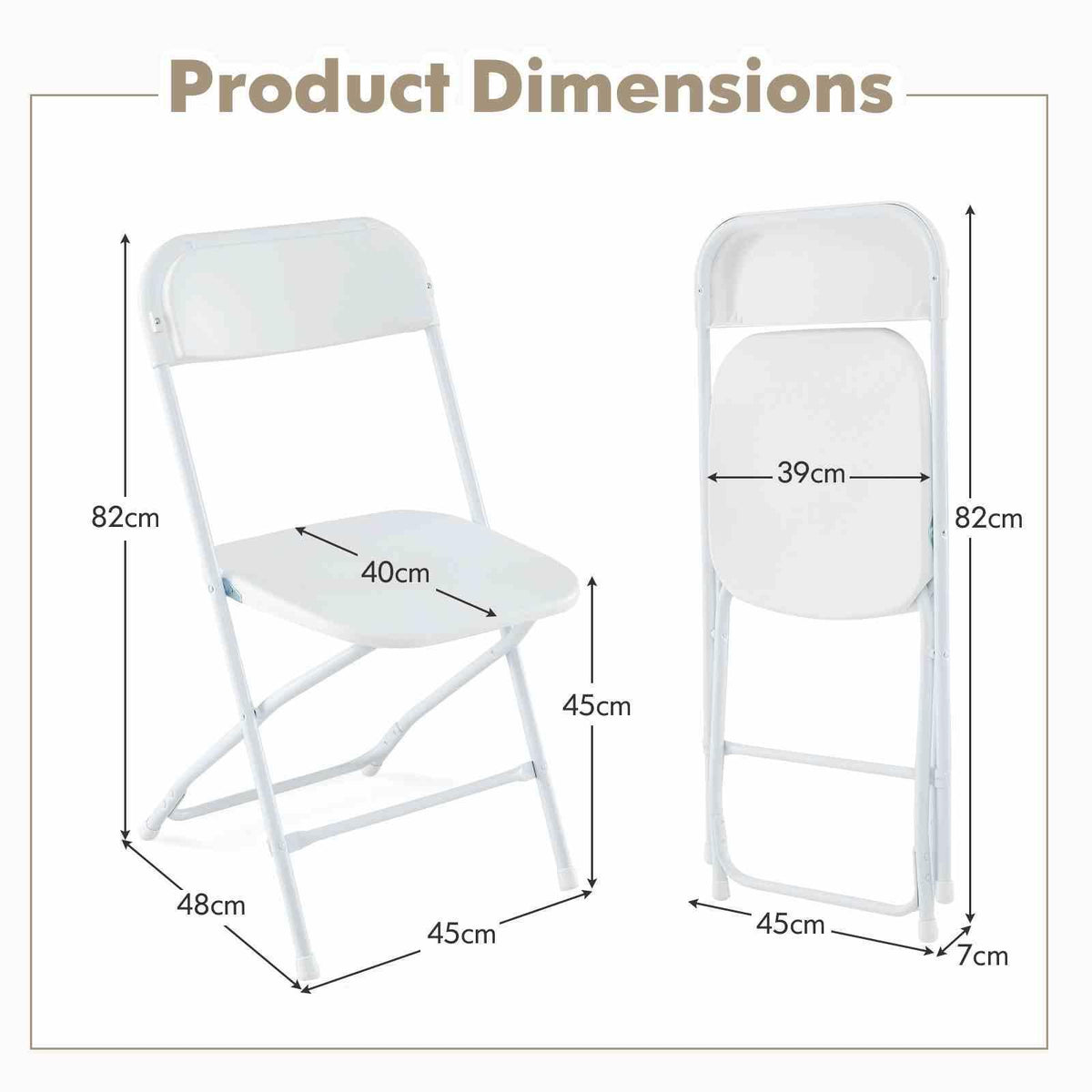 4 Pack Resin Folding Chairs w/ 550KG Static Load and Outside Chairs for Home