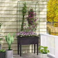 Self-watering Raised Garden Bed Elevated Planter w/Climbing Trellis Herbs Fruits