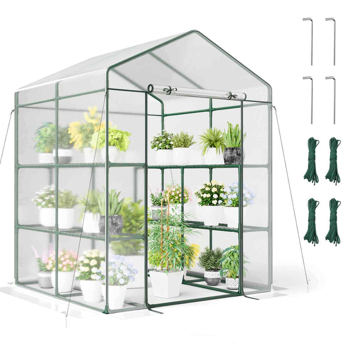 139 x 144 x 195 cm Outdoor Indoor Portable Greenhouse w/4 Tiers 8 Shelves, Yard