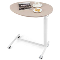 Mobile Standing Desk w/Pneumatic Lift Lockable Casters Oval Tabletop Home Office