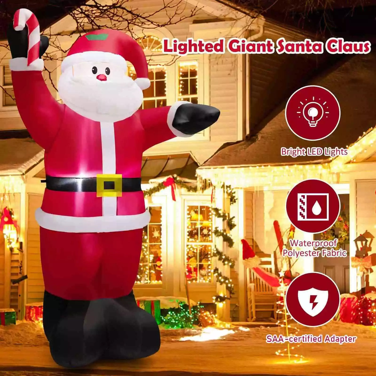 Inflatable Christmas Decoration Santa Claus Blow-up Xmas LED Lights Outdoor