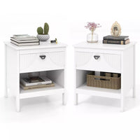 2-Tier End Table w/ Drawer Wood Sofa Side Table Nightstand Bedside Storage Table