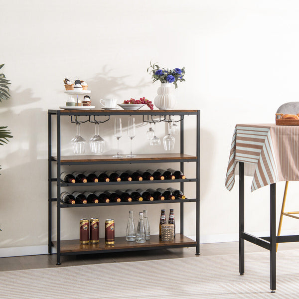 Giantex Freestanding Bar Cabinet w/ 2 Wine Racks, Spacious Top & Open Shelves