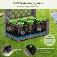 Self-Watering Raised Garden Bed Planter Box with 3-Height Trellis 76x45x150 cm