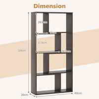 120cm 4-Tier Geometric Bookshelf 8-Cube Floor Display Bookcase Storage Organizer