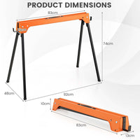 2x Folding Sawhorses Metal Trestle Stand 600kg Capacity Lightweight & Portable