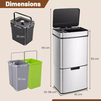 72L Stainless Steel Trash Can Motion Sensor Garbage Bin w/ Anti-Fingerprint