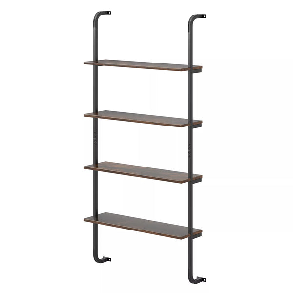 4-Tier Industrial Pipe Shelving Wall Mounted Wood Floating Shelves for Home