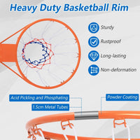 Basketball Rim Wall Door All-Weather Hanging Mounted Basketball Hoop w/ Net