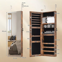 110 cm Jewelry Mirror Cabinet Wall/Door Mounted Jewelry Armoire Organizer