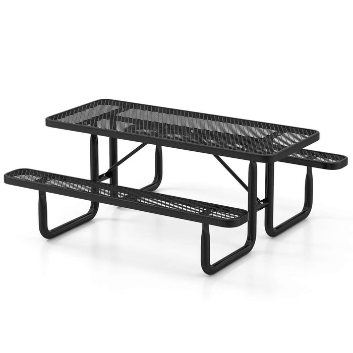 Outdoor Picnic Table & Bench Set for 8, 184cm Commercial Table for Garden, Lawn