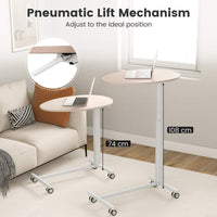 Mobile Standing Desk w/Pneumatic Lift Lockable Casters Oval Tabletop Home Office