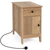 End Table Side Table w/ USB Ports & Outlets Nightstand Storage Cabinet Bedroom