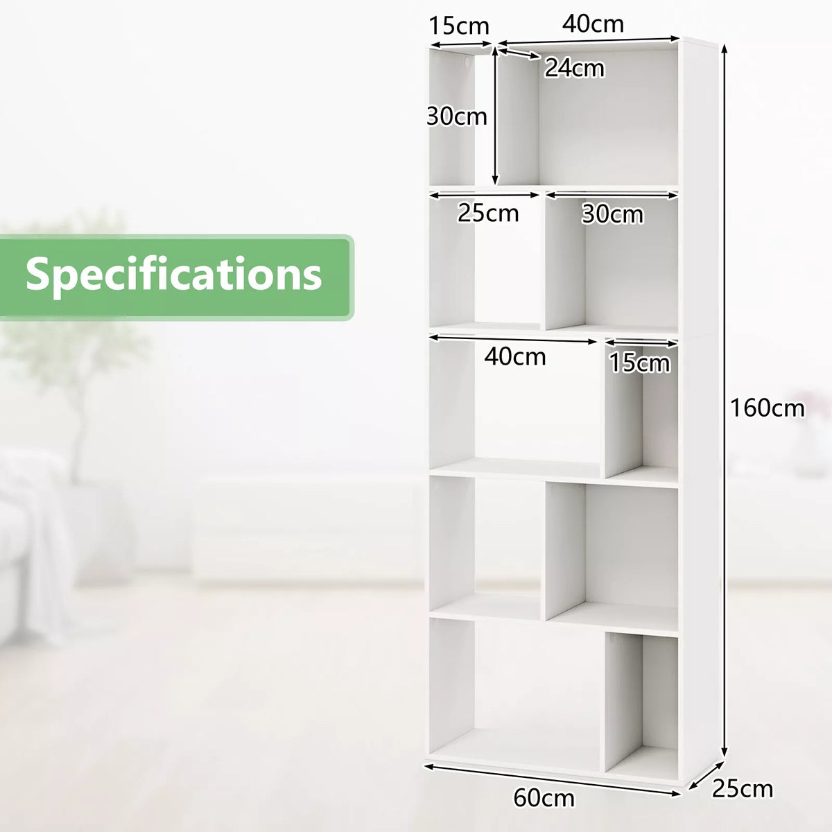 5-tier Bookshelf Bookcase Home Organizer Display Shelf Wood Storage Shelf