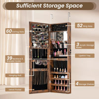 110 cm Jewelry Mirror Cabinet Wall/Door Mounted Jewelry Armoire Organizer