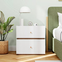 2-Drawer Nightstand Bedside Table Modern End Table Side Table Bedroom White