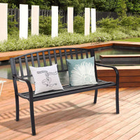 Loaded Steel Garden Bench with Streak Design, Robust Steel Frame for Lawn