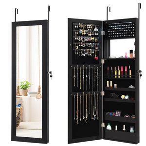 Wall/Door Mounted 15LED Lights Mirror Jewelry Cabinet 120cm Full Length Lockable