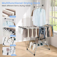 Clothes Drying Rack Stainless Steel Gullwing Style Rack w/ 6 Adjustable Height