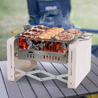 Portable Charcoal Grill with Foldable Body & Charcoal Box for Outdoor Cooking