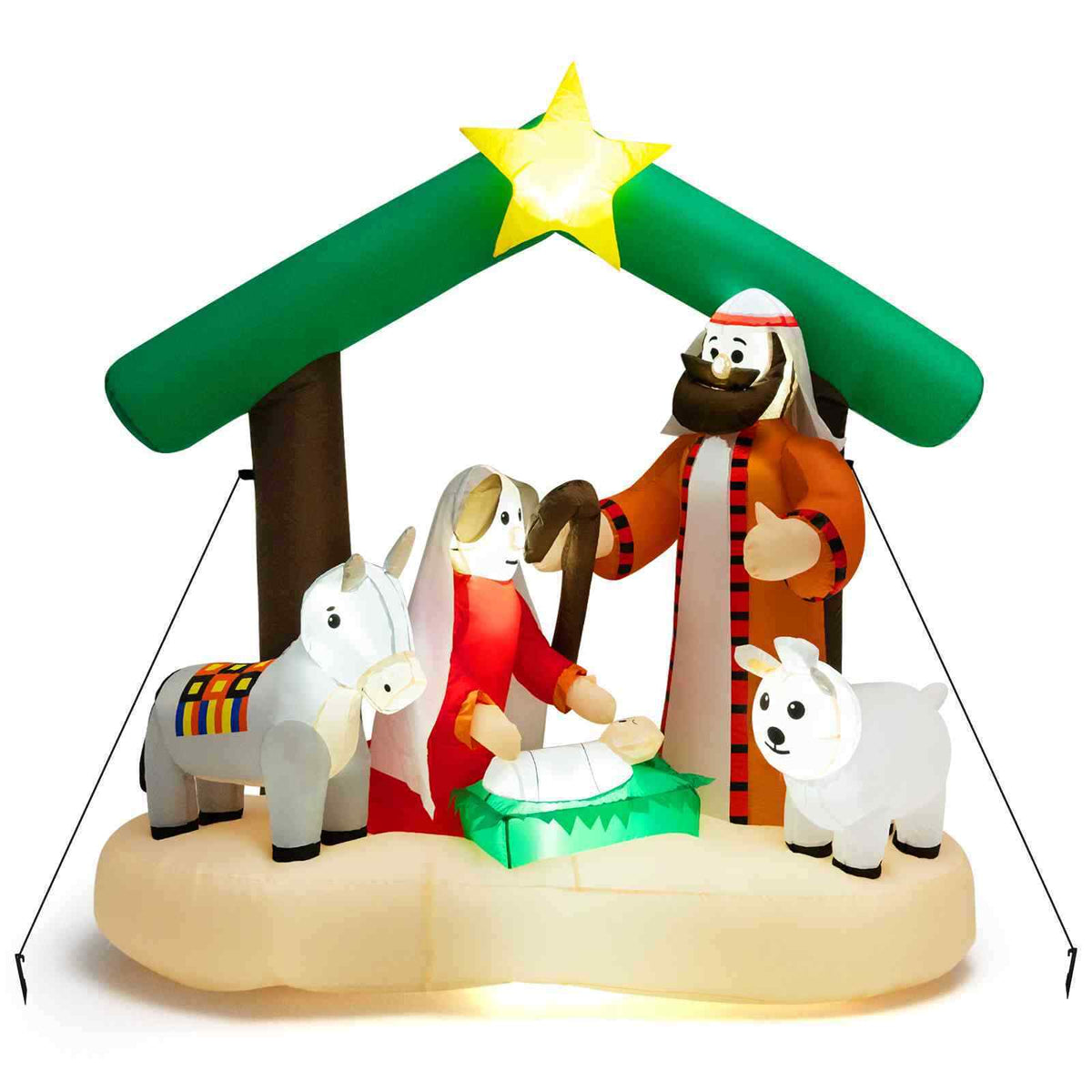 180cm Christmas Inflatable Nativity Scene with LED Lights Indoor Outdoor