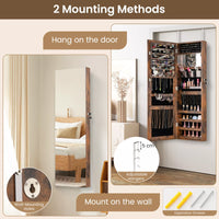 110 cm Jewelry Mirror Cabinet Wall/Door Mounted Jewelry Armoire Organizer