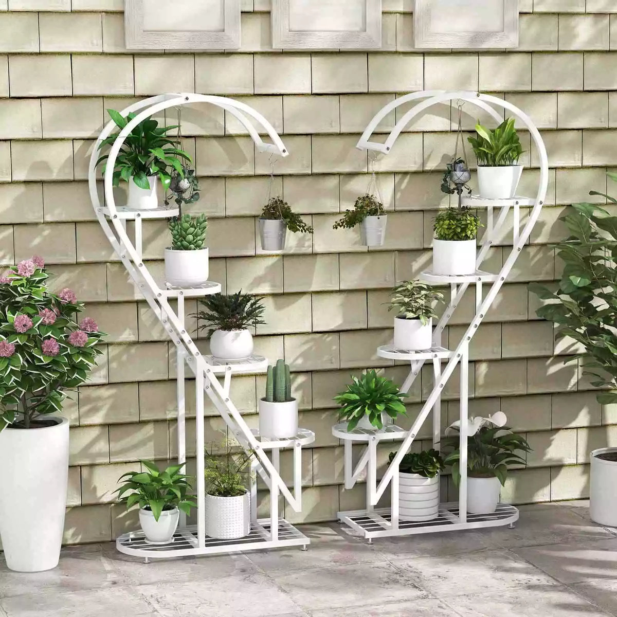 5 Tier Metal Plant Stand Heart-shaped Ladder Plant Shelf for Living Room(2 Pack)