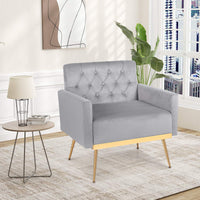 Modern Velvet Accent Armchair Upholstered w/Button Tufted Back Single Sofa Chair