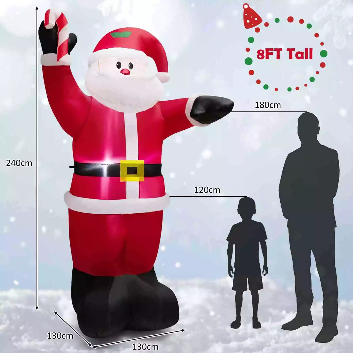 Inflatable Christmas Decoration Santa Claus Blow-up Xmas LED Lights Outdoor