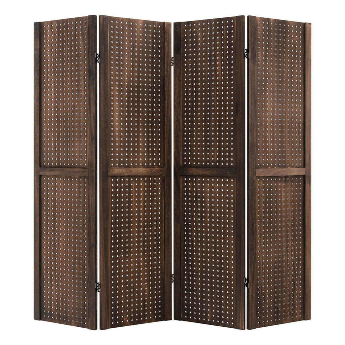 Giantex 4-Panel Room Divider Folding Pegboard Display Stand Privacy Screen Brown