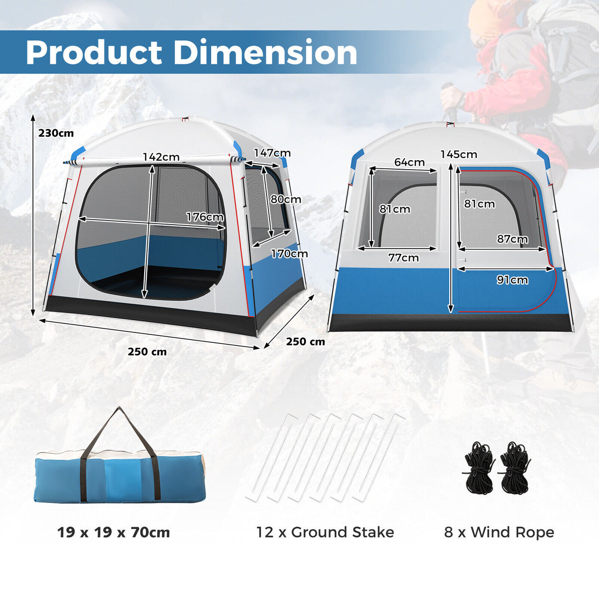 5 Person Waterproof Camping Tent Outdoor Portable Family Hiking Carrying Bag