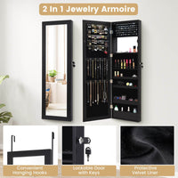 Wall/Door Mounted 15LED Lights Mirror Jewelry Cabinet 120cm Full Length Lockable