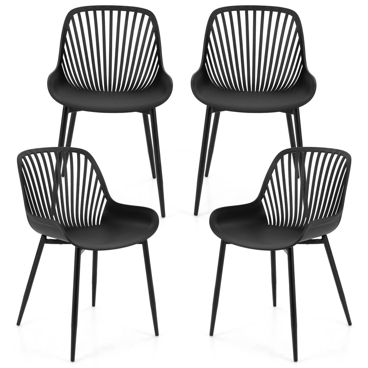 Set of 4 Plastic Dining Chair Modern Armless Kitchen Dining Room Side Chairs