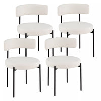 Boucle Dining Chair Round Sherpa Upholstered Kitchen Armless Chair Set of 4