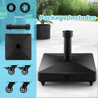 Fillable Umbrella Base Stand Square Umbrella Holder w/Lockable Wheels Heavy-duty