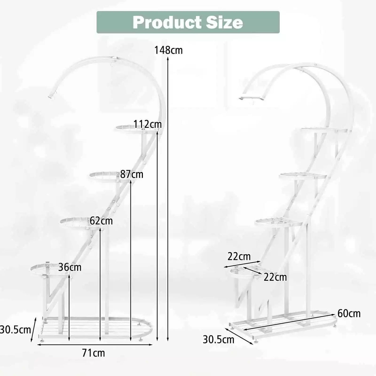 5 Tier Metal Plant Stand Heart-shaped Ladder Plant Shelf for Living Room(2 Pack)