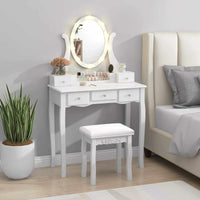 Vanity Desk Set Makeup Table Vanity Dresser Vanity Desk w/Lighted Mirror White