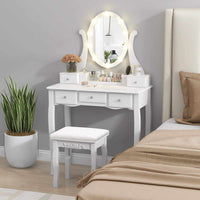 Vanity Desk Set Makeup Table Vanity Dresser Vanity Desk w/Lighted Mirror White