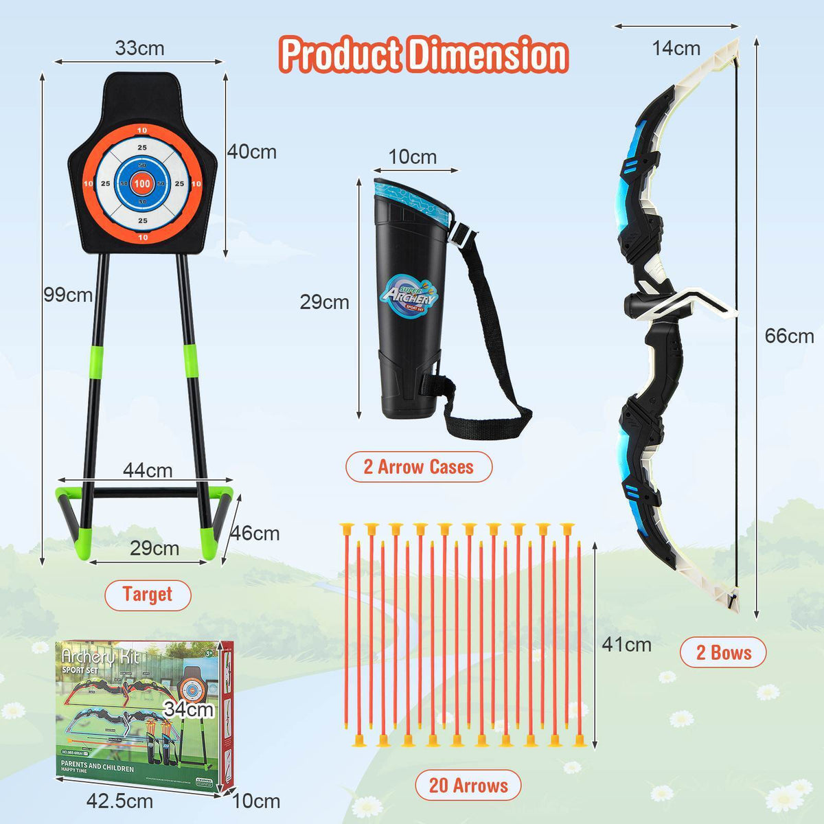 Compound Archery Bow and Arrow Set Toys Gift for Kids Ages 3-12 Shooting Hunting