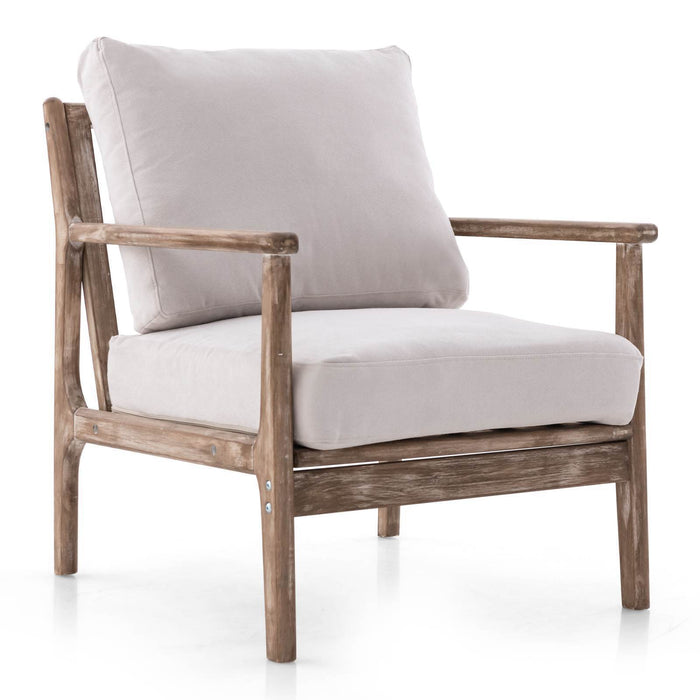 Wooden Accent Chair Armchair w/Removable Cotton Linen Fabric Cover Reading Chair