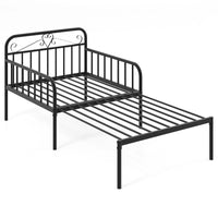 Metal Daybed Extendable Daybed Heavy Duty Slats Support Mattress Black/White